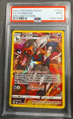 POKEMON CARD HOUNDOOM 10 BRILLIANT STARS FULL ART #10 GRADED PSA 9 MINT - Image 1