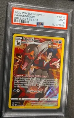 POKEMON CARD HOUNDOOM 10 BRILLIANT STARS FULL ART #10 GRADED PSA 9 MINT - Image 2