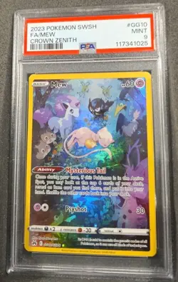 POKEMON CARD MEW HOLO RARE 10 CROWN ZENITH FULL ART #10 GRADED PSA 9 MINT - Image 1