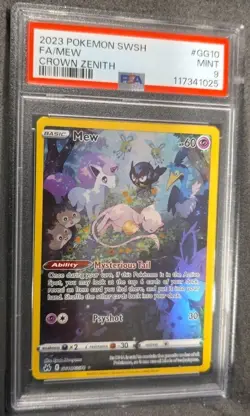 POKEMON CARD MEW HOLO RARE 10 CROWN ZENITH FULL ART #10 GRADED PSA 9 MINT - Image 2