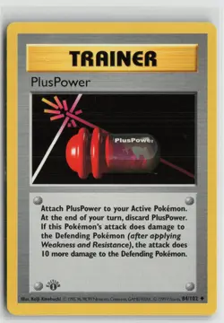 1st Edition PlusPower 84/102 Uncommon Base Set Shadowless Pokemon NM - Image 1