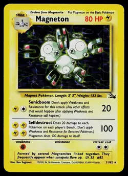 Pokemon Card - Magneton Fossil 11/62 Holo Rare - Image 1