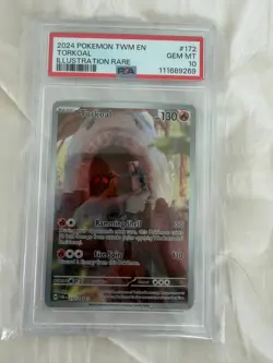 Torkoal #172 Twilight Masquerade Illustration Rare PSA 10 Pokemon Card 2024 - Image 1