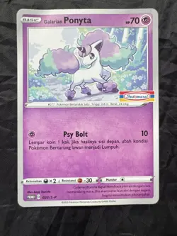Rare Pokemon Card, Galarian Ponyta 023/S-P Indomaret Stamp Promo Indonesian - Image 1