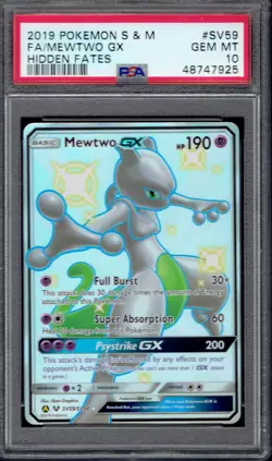 2019 Pokemon Mewtwo GX Full Art SV59/SV94 PSA 10 (Hidden Fates) - Image 1