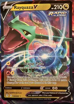 Pokemon TCG Rayquaza V Evolving Skies 110/203 Holo Ultra Rare NM - Image 1