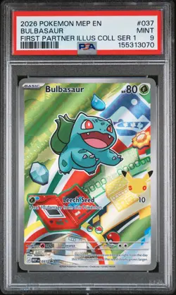 2026 POKEMON FIRST PARTNER ILLUSTRATION COLLECTION SERIES 1 BULBASAUR PSA 9 - Image 1