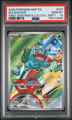 2026 POKEMON FIRST PARTNER ILLUSTRATION COLLECTION SERIES 1 BULBASAUR PSA 10 - Image 1