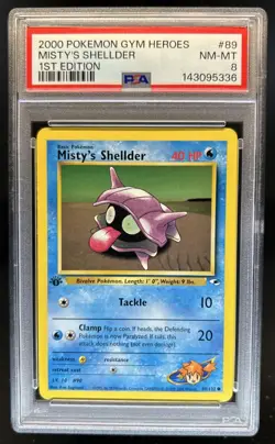 2000 Pokemon Gym Heroes 1st Edition Misty's Shellder #89/132 PSA 8 - Image 1