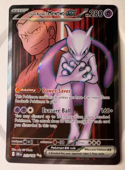 Team Rocket's Mewtwo ex 213/182 UR Ultra Rare Destined Rivals SV10 Pokemon - Image 1