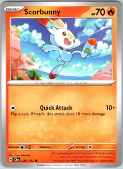Scorbunny 026/142 Near Mint SV07: Stellar Crown Pokemon Shipnow - Image 1
