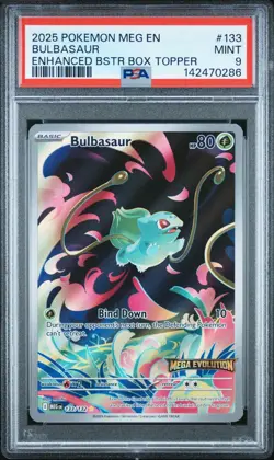 2025 Pokemon Mega Evolutions Bulbasaur Enhanced BSTR Box Topper #133 PSA 9 MINT - Image 1