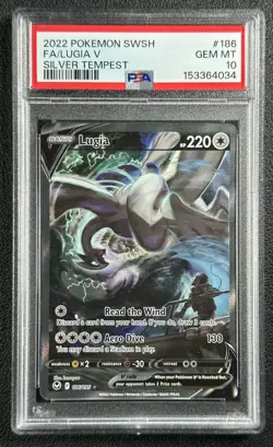 FULL ART LUGIA V PSA 10 2022 POKEMON SWORD & SHIELD SILVER TEMPEST #186/195 4034 - Image 1