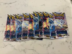 Lot of 10 Pokemon TCG Sword & Shield SWSH12 SILVER TEMPEST Booster Packs SEALED - Image 1