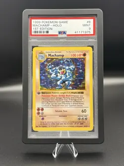1999 POKEMON BASE SET 1ST EDITION-SHADOWLESS #8 MACHAMP-HOLO PSA 9 - Image 1