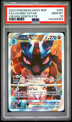2023 POKEMON SWSH CROWN ZENITH ELITE TRAINER BOX FULL ART/LUCARIO VSTAR PSA 10 - Image 1
