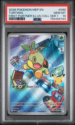 2026 POKEMON FIRST PARTNER ILLUSTRATION COLLECTION SERIES 1 #040 TURTWIG PSA 10 - Image 1