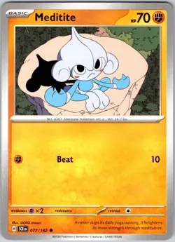 Meditite 077/142 Near Mint SV07: Stellar Crown Pokemon Shipnow - Image 1