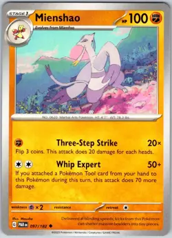 Mienshao 097/182 Near Mint SV04: Paradox Rift Pokemon Shipnow - Image 1