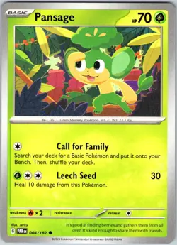 Pansage 004/182 Near Mint SV04: Paradox Rift Pokemon Shipnow - Image 1