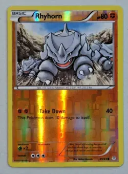 Pokemon 2016 Reverse Holographic Basic RHYHORN 49/83 Trading Card 8480 - Image 1