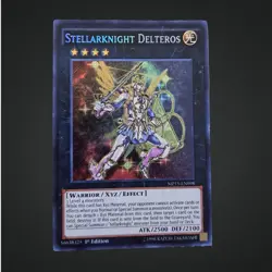 1996 Yu-Gi-Oh! 1st Edition Stellarknight Delteros Card MP15-EN098 Secret Rare - Image 1