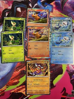 Pokemon TCG Snivy, Tepig, Oshawott, Landorus Holo & Regular Lot (7 Cards) - Image 1