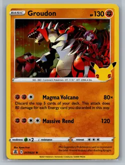 Groudon Celebrations #017/025 Holo Rare Pokemon Card - Image 1