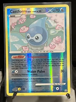 2008 POKEMON D & P LEGENDS AWAKENED CASTFORM RAIN FORM REVERSE HOLO CARD 49/146 - Image 1