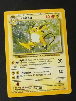 Pokemon TCG Raichu Base Set Holo Rare Card 14/102 Vintage WOTC LP - Image 1