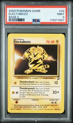 2000 POKEMON BASE SET 2 #24 ELECTABUZZ PSA 9 - Image 1