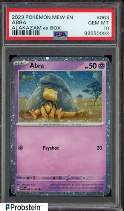2023 Pokemon MEW EN Alakazam ex BOX #063 Abra PSA 10 GEM MINT - Image 1