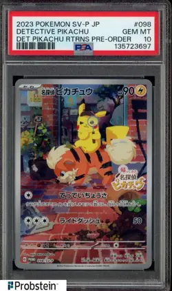 2023 Pokemon SV-P Japanese Detective Pikachu Returns Pre-Order #098 PSA 10 - Image 1