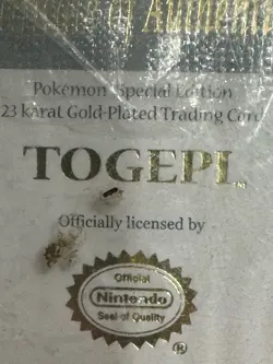 VTG Nintendo Pokemon Togepi Special Edition 23 Karat Gold Plated Trading Card - Image 4