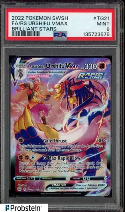 2022 Pokemon SWSH Brilliant Stars #TG21 FA Rapid Strike Urshifu VMAX PSA 9 - Image 1