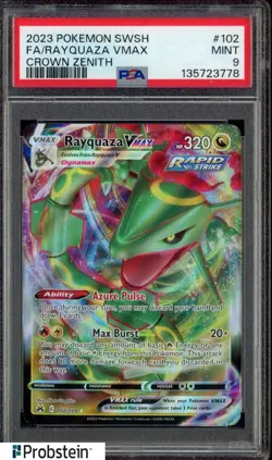 2023 Pokemon SWSH Crown Zenith #102 FA Rayquaza VMAX PSA 9 MINT - Image 1