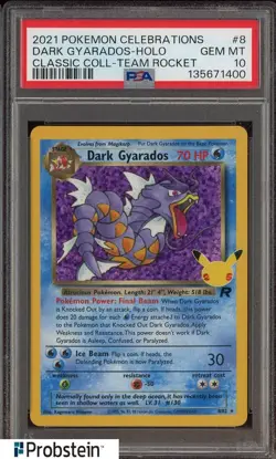 2021 Pokemon Celebrations Classic Team Rocket #8 Dark Gyarados Holo PSA 10 - Image 1