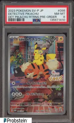 2023 Pokemon SV-P Japanese Detective Pikachu Returns Pre-Order #098 PSA 8 - Image 1