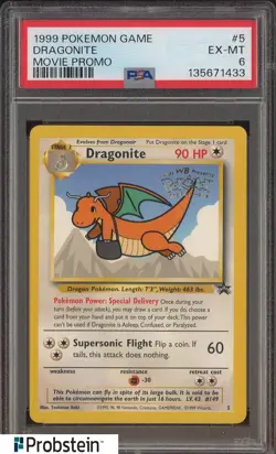 1999 Pokemon GGame Movie Promo #5 Dragonite PSA 6 EX-MT - Image 1