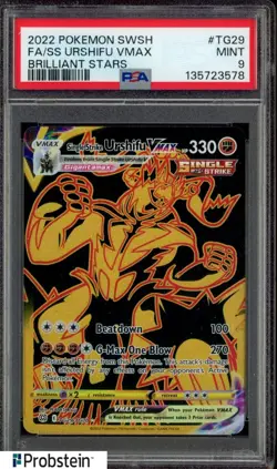 2022 Pokemon SWSH Brilliant Stars #TG29 FA Single Strike Urshifu VMAX PSA 9 - Image 1