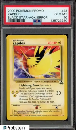 2000 Pokemon Promo Black Star Promo AOKI Error #23 Zapdos PSA 10 GEM MINT - Image 1
