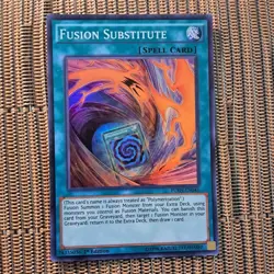 1996 Yu-Gi-Oh! 1st Edition Fusion Substitute Spell Card FUEN-EN041 Super Rare - Image 2