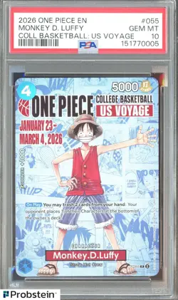 2026 One Piece EN College Basketball US Voyage #055 Monkey D Luffy PSA 10 - Image 1