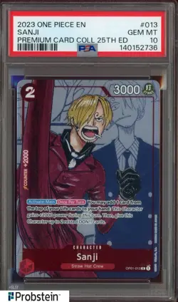 2023 One Piece EN Premium Card Coll. 25th Ed. #013 Sanji PSA 10 GEM MINT - Image 1