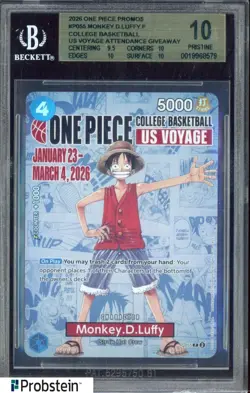 2026 Monkey D Luffy One Piece Promo College Basketball US Voyage BGS 10 PRISTINE - Image 1