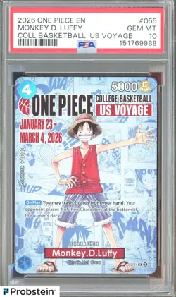 2026 One Piece EN College Basketball US Voyage #055 Monkey D Luffy PSA 10 - Image 1