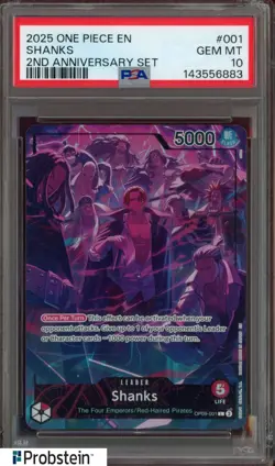 2025 One Piece EN 2nd Anniversary Set #001 Shanks PSA 10 GEM MINT - Image 1