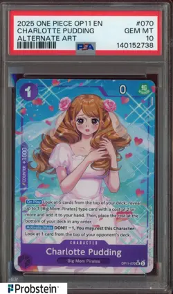 2025 One Piece OP11 EN #070 Charlotte Pudding Alternate Art PSA 10 GEM MINT - Image 1