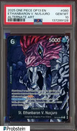 2025 One Piece OP13 EN #080 Ethanbaron V. Nusjuro Alternate Art PSA 10 GEM MINT - Image 1