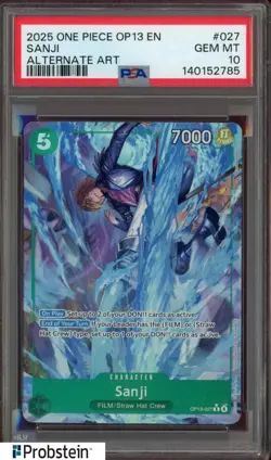 2025 One Piece OP13 EN #027 Sanji Alternate Art PSA 10 GEM MINT - Image 1